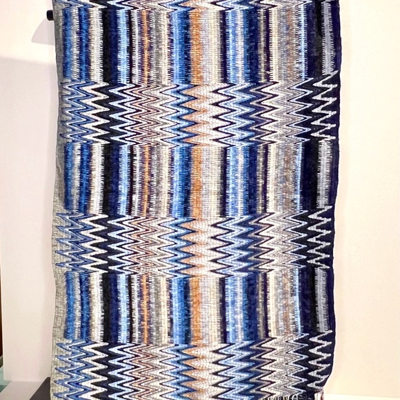 Stunning Missoni Couture Zig-Zag Scarf/Stole in Colors of Blue Tan and Grey